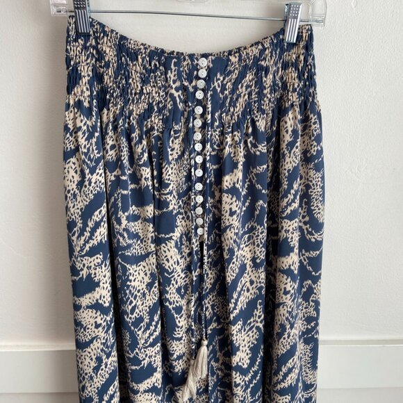 NWT Malibu Bum Blue & Cream Printed Crop Top & Maxi Skirt Two Piece Set - Picture 13 of 15
